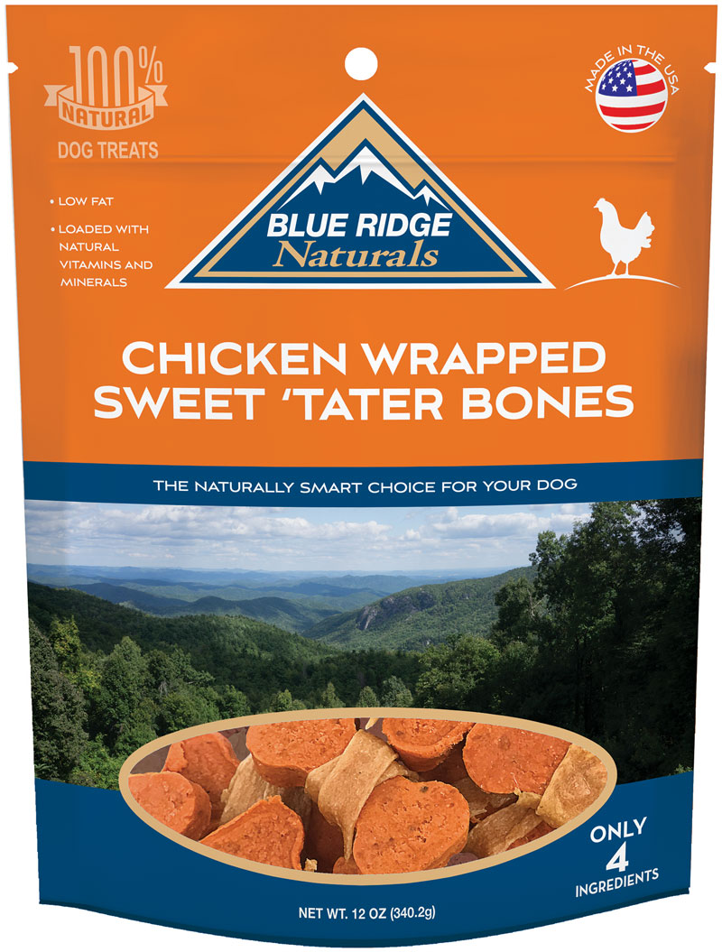 Blue Ridge Naturals Chicken Wrapped Sweet Potato Bones Dog Treats