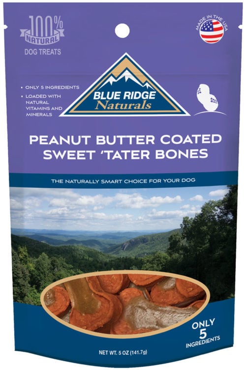 Blue Ridge Naturals Peanut Butter Coated Sweet Potato Bones Dog Treats