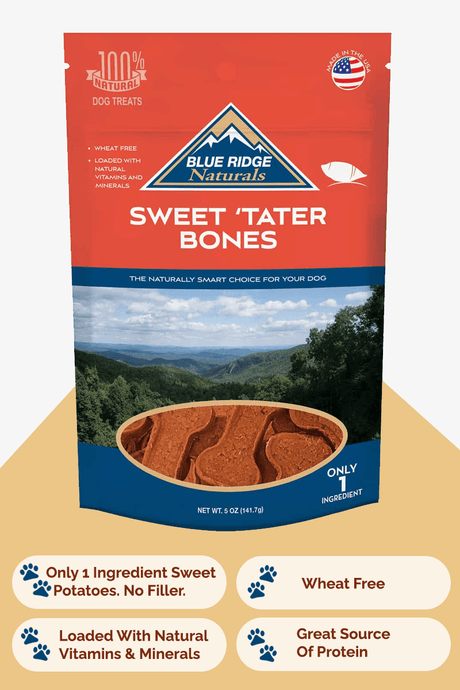 Front of Blue Ridge Naturals Sweet Potato Bones dog treats