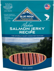 Back of Blue Ridge Naturals' Salmon Jerky Recipe - 1 lb dog treats
