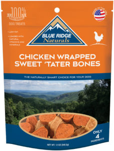 Front of Chicken Wrapped Sweet Potato Bones 12 oz package.