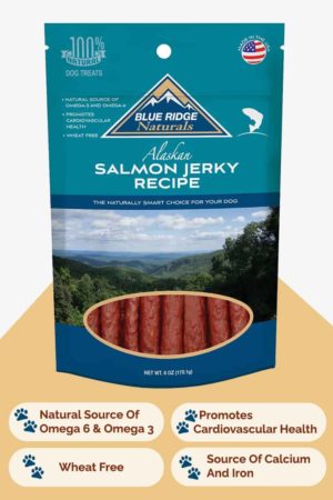 Front of Blue Ridge Naturals Salmon Jerky dog treats