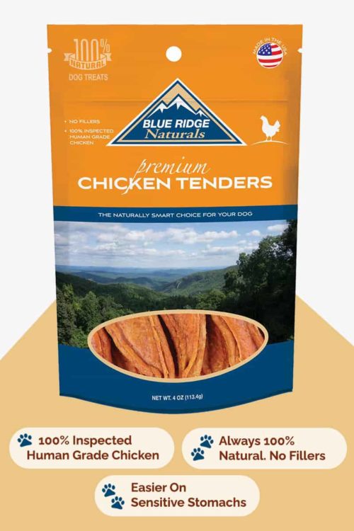 Front of Blue Ridge Naturals Chicken Tenders dog treats