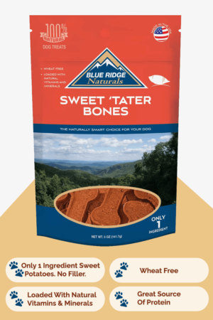 Front of Blue Ridge Naturals Sweet Potato Bones dog treats